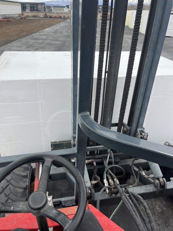 EPS foam blocks seen from the forklift cab